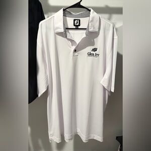 FootJoy White Golf Polo with Striped Collar Detail